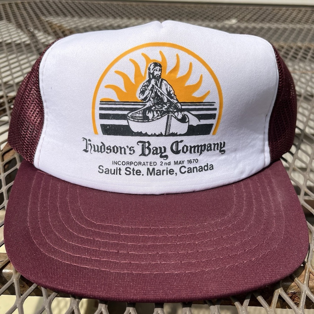 Vintage Hudson's Bay Company CANADA Trucker HAT Mesh Snapback Hat‎ Canoe Cap